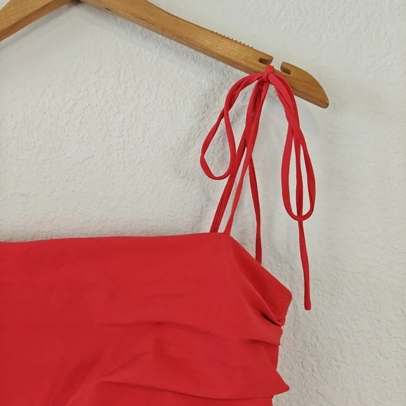 Cinq A Sept Zoey Spaghetti Strap Square Neck Ruffle Red Blouse Size XS - Picture 7 of 15